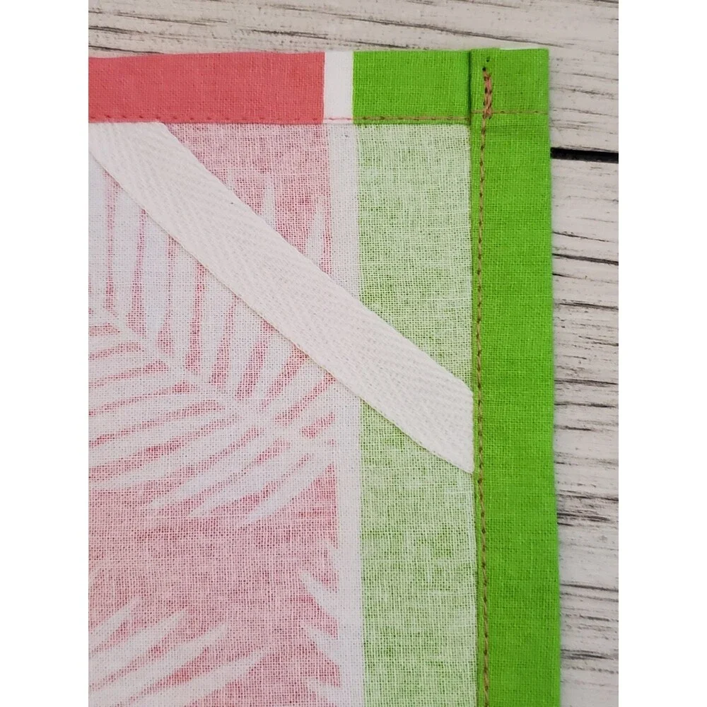 Design Mainstream International Pink Palm Print Tasseled Tea Towels Set of 6
